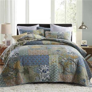 Soft Cotton King Comforter Set Sage Green Boho Quilt